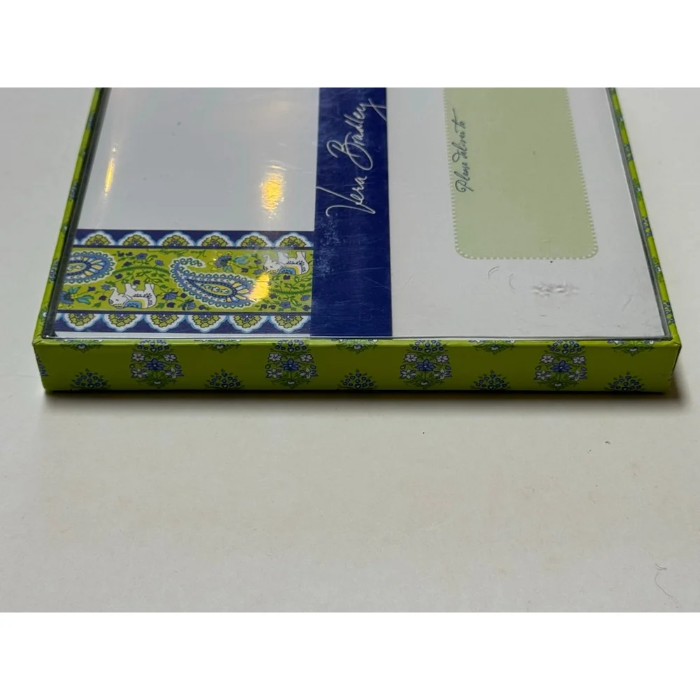 Vera Bradley CORRESPONDENCE CARDS (10) Citrus ELEPHANT Lime NOTE +Envelopes RARE